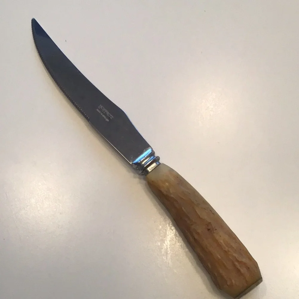 Hoffritz Antler‎ Stag Handle Steak Knives Vintage Set of 4 Made in England Deer